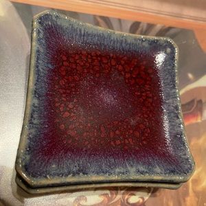 Blue & Plum Art Pottery Coasters